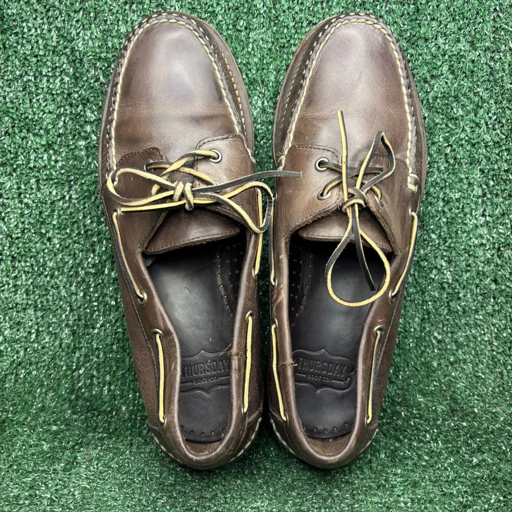 Thursday Boot Co. Everyday Handcrafted Leather Moc Boat Shoes Brown Mens Sz 10.5